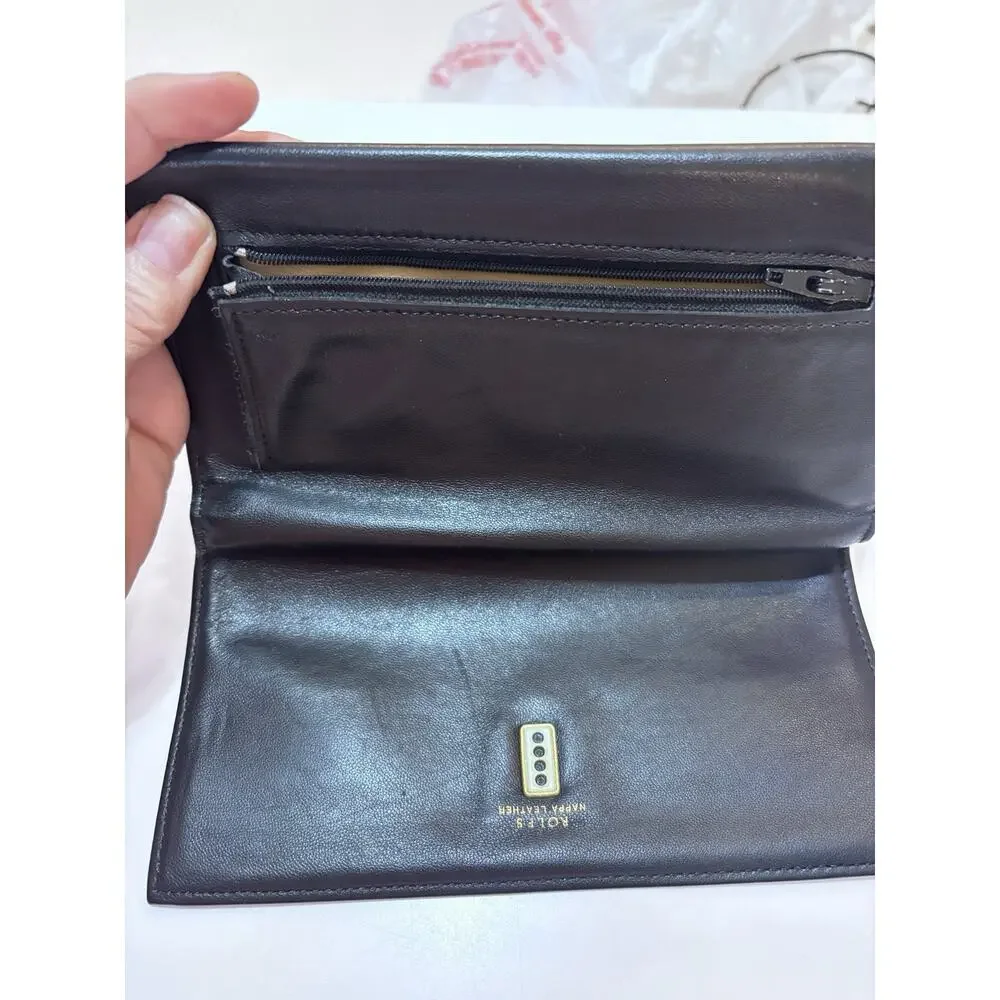 Rolf’s Dark Brown Butter Soft Cowhide Leather Checkbook Cover Wallet 10 slots